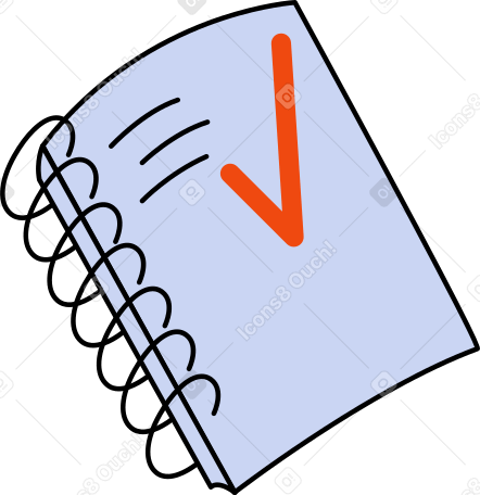 notebook on rings with text and check mark Illustration in PNG, SVG