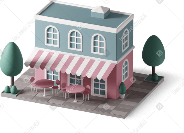 3D house with shop PNG, SVG
