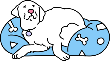Dog is lying on the pillow PNG, SVG