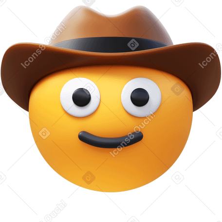 3D cowboy hat face Illustration in PNG, SVG
