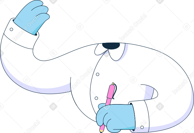 body in a shirt in blue gloves with a pen Illustration in PNG, SVG