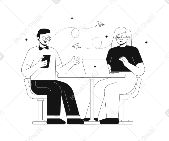 Un homme et une femme échangent des messages en ligne PNG, SVG