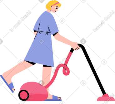 女人用吸尘器打扫卫生 PNG, SVG