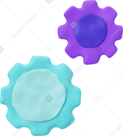 3D 蓝色和紫色齿轮 PNG, SVG