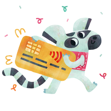 Elephant with big credit card PNG, SVG