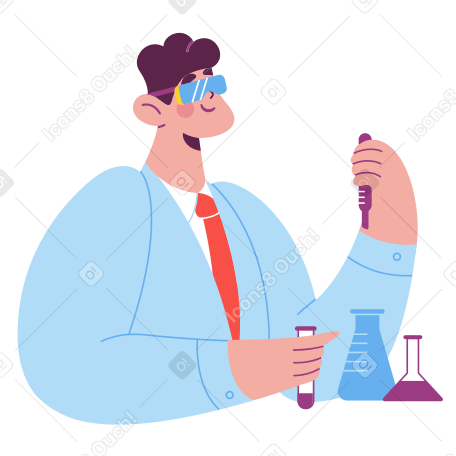 Scientist with glasses working on a vaccine PNG, SVG