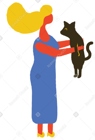 woman with cat PNG、SVG