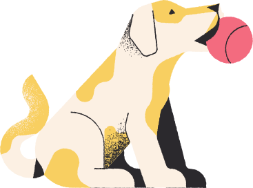 dog with ball PNG, SVG