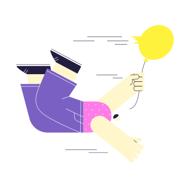 Man flying with a deflated balloon PNG, SVG
