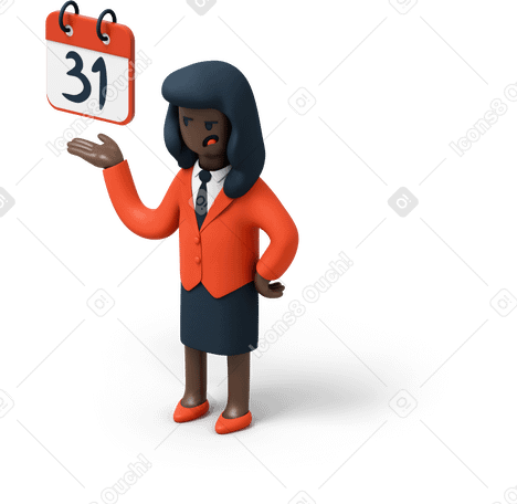 3D businesswoman with calendar reminder PNG, SVG