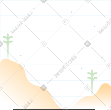 Striped background with yellow mountains and plant PNG, SVG