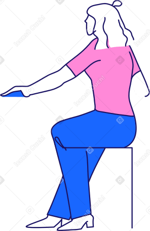 woman sitting and holding a computer mouse PNG, SVG