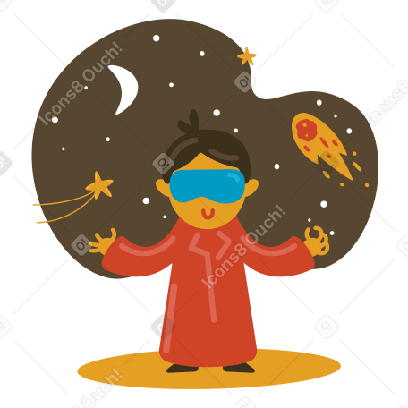 Man in vr headset exlporing space PNG, SVG