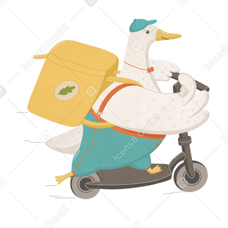 Goose deliveryman on a scooter PNG, SVG