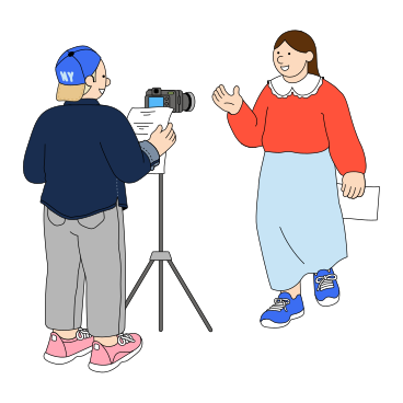 A director instructing a female actor in front of the camera PNG, SVG