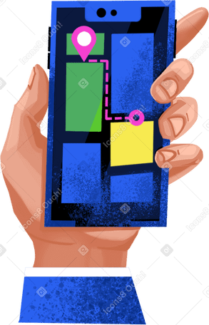 left hand with a mobile phone Illustration in PNG, SVG