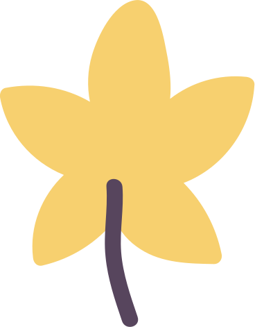 Yellow leaf with black stem в PNG, SVG