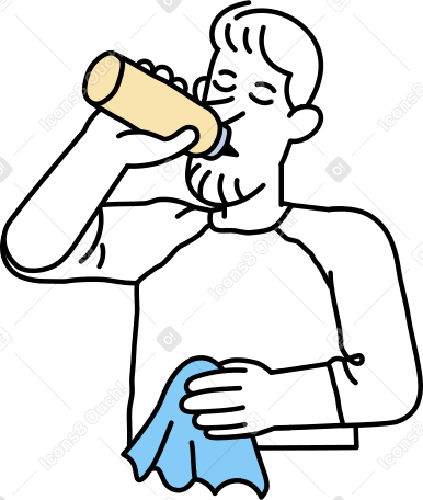 男人用运动水壶喝水 PNG, SVG