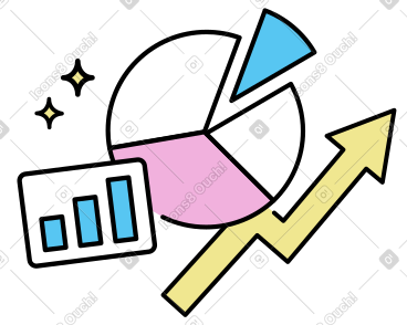 数据分析：饼图和条形图、向上箭头 PNG, SVG