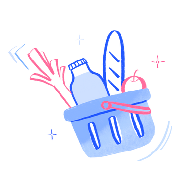 Shopping basket with food PNG, SVG