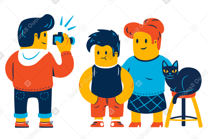 Family portrait Illustration in PNG, SVG