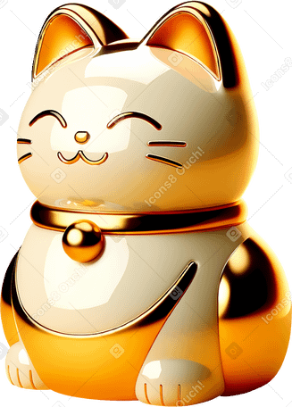 3D Счастливый кот в PNG, SVG