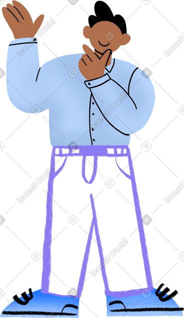 Man in office clothes standing and thinking PNG, SVG