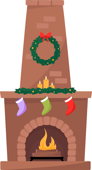 christmas fireplace PNG, SVG