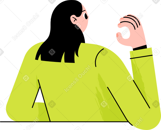 girl from behind holding something Illustration in PNG, SVG