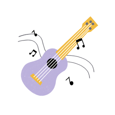Ukulele with notes PNG, SVG