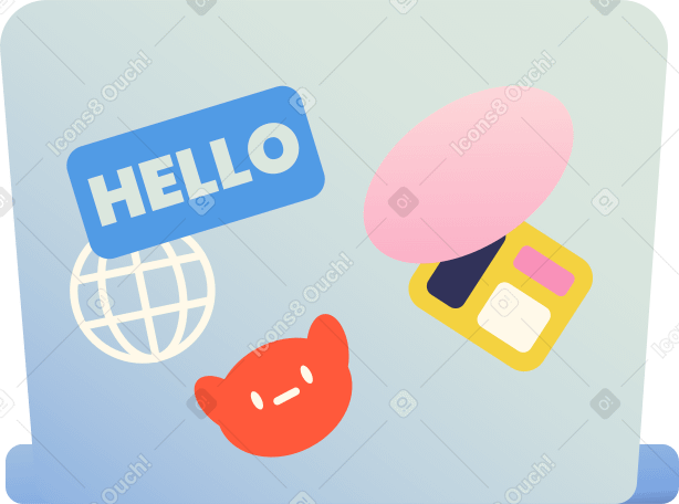 laptop cover with stickers Illustration in PNG, SVG