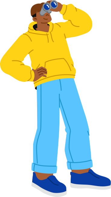 young man with binoculars PNG, SVG