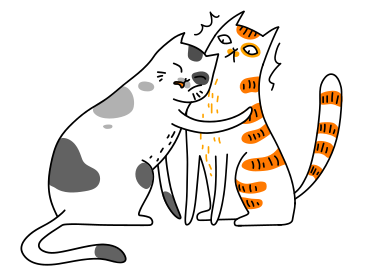 Supportive cat hugging another cat PNG, SVG