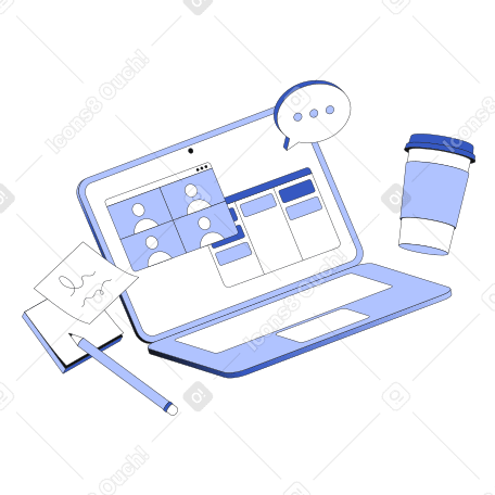 Workflow with kanban board and online call PNG, SVG