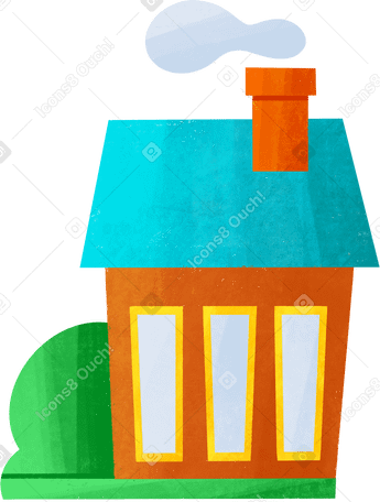 country house with lawn and smoke from the chimney PNG, SVG