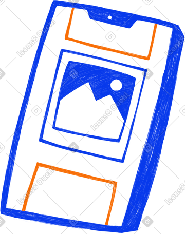 blue phone with a picture on the screen PNG, SVG