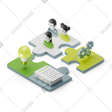 Teamwork and business framework animated illustration in GIF, Lottie (JSON), AE