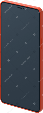 3D Red smartphone with blank black screen Illustration in PNG, SVG