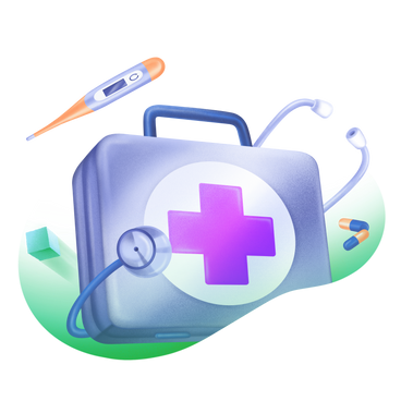 First aid kit, thermometer, and stethoscope  PNG, SVG