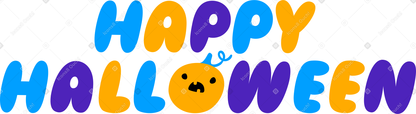 lettering happy halloween puffy text with pumpkin PNG, SVG