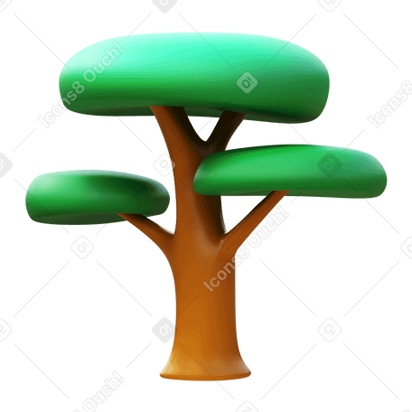 3D acacia tree Illustration in PNG, SVG