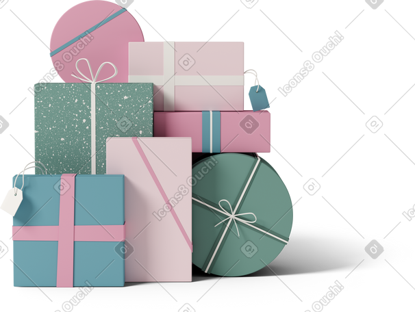 3D colorful gift boxes PNG, SVG