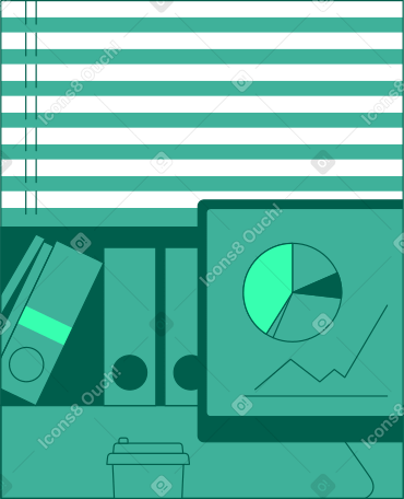 frame with blinds and monitor PNG, SVG