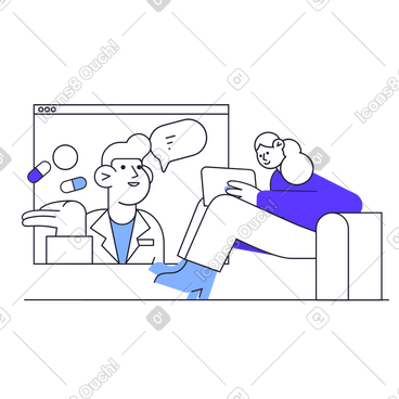 Online doctor consultation animated illustration in GIF, Lottie (JSON), AE