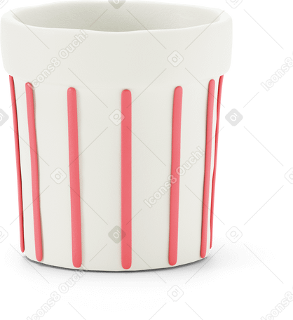 3D Cubo de basura blanco y rojo rayado PNG, SVG