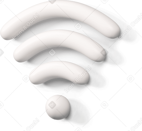 3D 白色 wifi 图标向左转 PNG, SVG