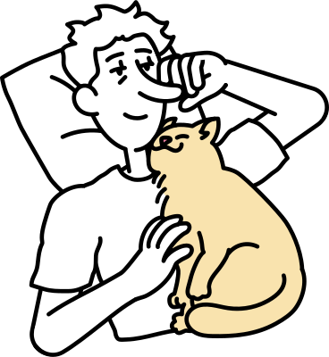 Young man and his cat PNG, SVG