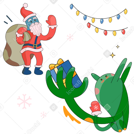 Santa delivering presents Illustration in PNG, SVG