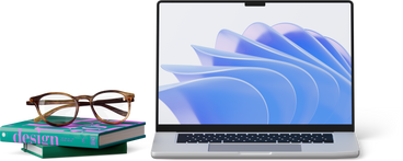 Front view of laptop books and glasses в PNG, SVG