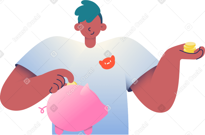 guy with piggy bank and money Illustration in PNG, SVG